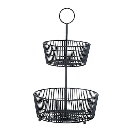 Patera dekoracyjna czarna GEA, dwa poziomy, wys. 44 cm