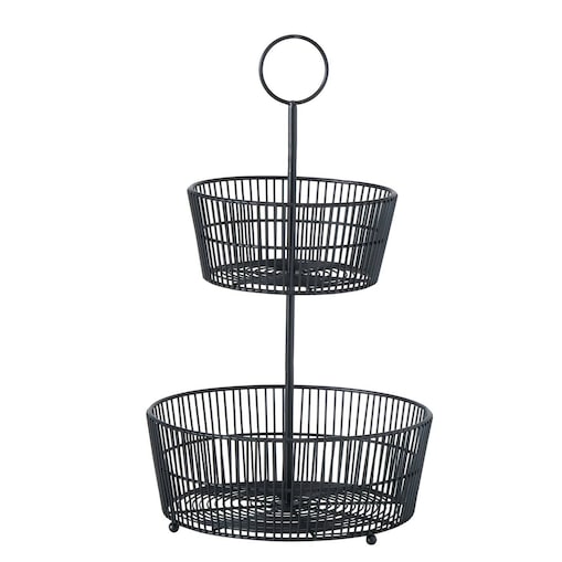 Patera dekoracyjna czarna GEA, dwa poziomy, wys. 44 cm