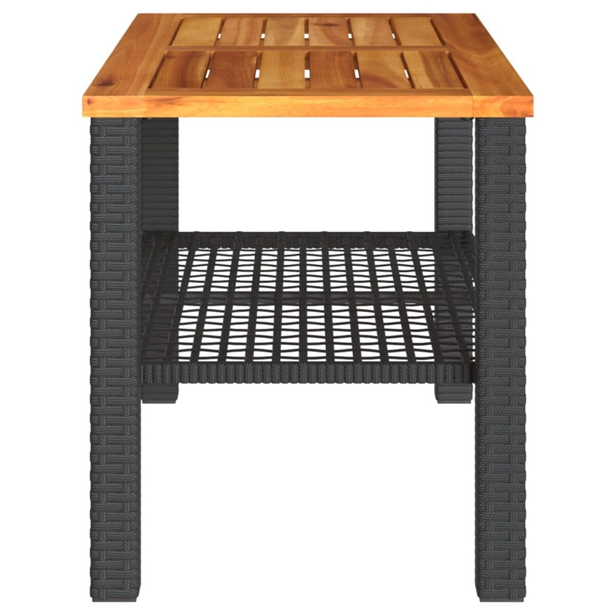 vidaXL Stolik ogrodowy, czarny, 70x38x42 cm, polirattan i akacja