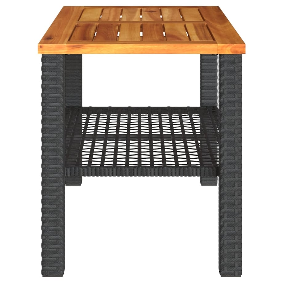 vidaXL Stolik ogrodowy, czarny, 70x38x42 cm, polirattan i akacja