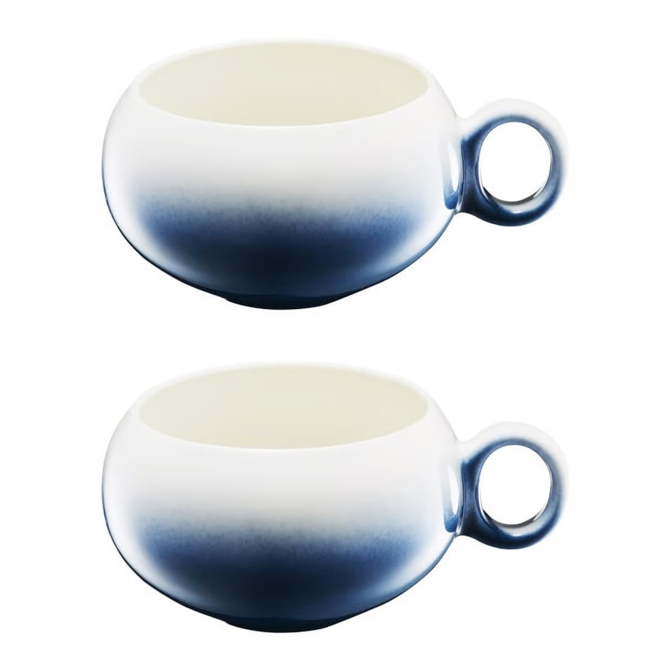 FILIŻANKA kubek CERAMIKA 2x 400 ml na kawę herbatę napoje granatowy design