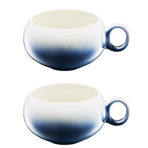 FILIŻANKA kubek CERAMIKA 2x 400 ml na kawę herbatę napoje granatowy design