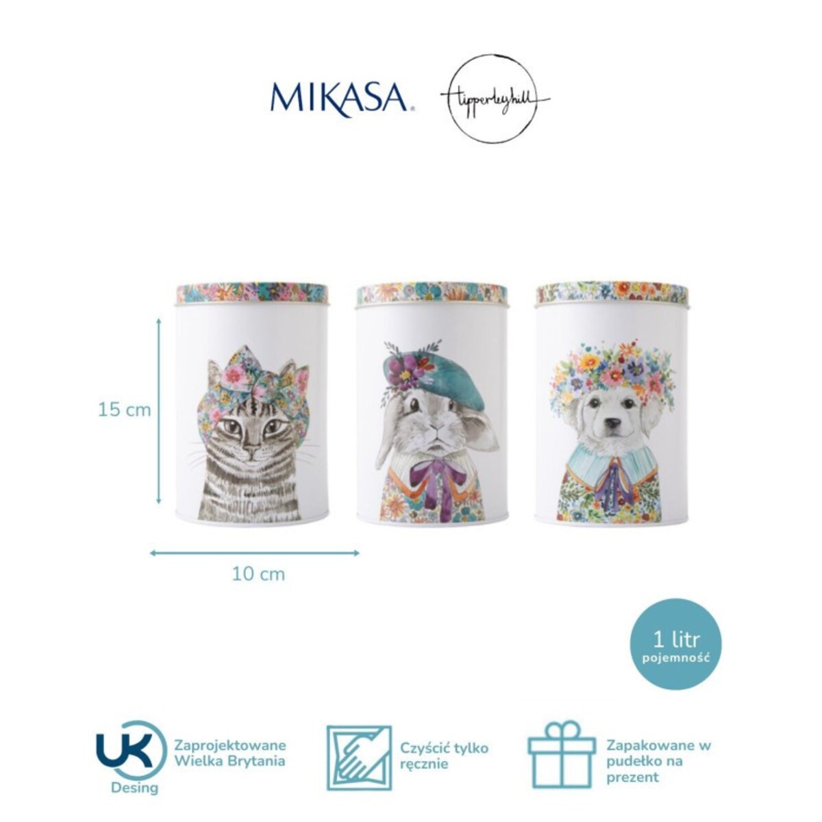 Zestaw 3 pojemników z pokrywką, 1 litr Mikasa Tipperleyhill