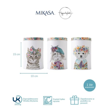 Zestaw 3 pojemników z pokrywką, 1 litr Mikasa Tipperleyhill