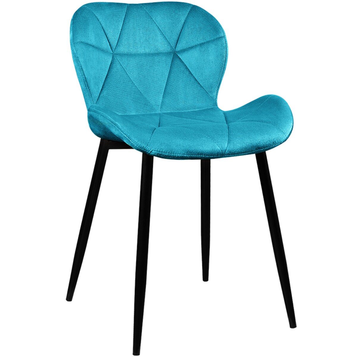 Krzesło tapicerowane welurowe pikowane turkusowe do salonu jadalni