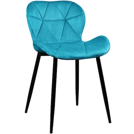 Krzesło tapicerowane welurowe pikowane turkusowe do salonu jadalni