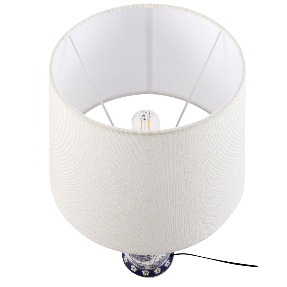 Lampa stołowa BIJELA Porcelana Biały/ niebieski