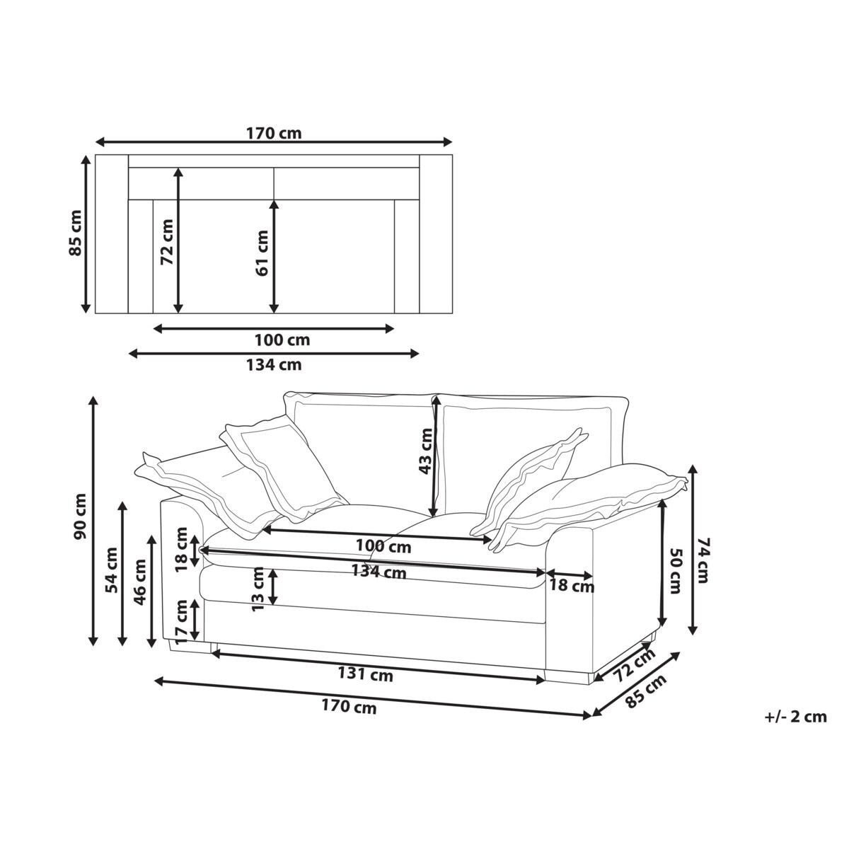 Sofa 2-osobowa sztruksowa biała TIRRO