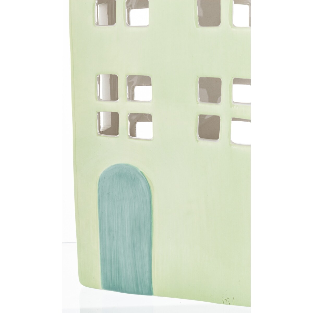 Ceramiczny domek 24x13,5x7 cm GILLI-2 zielony z niebieskim dachem