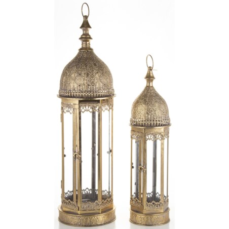 Lampion metalowy 2 szt. 76x21x21 i 58x14x14 cm CUPOLA-2
