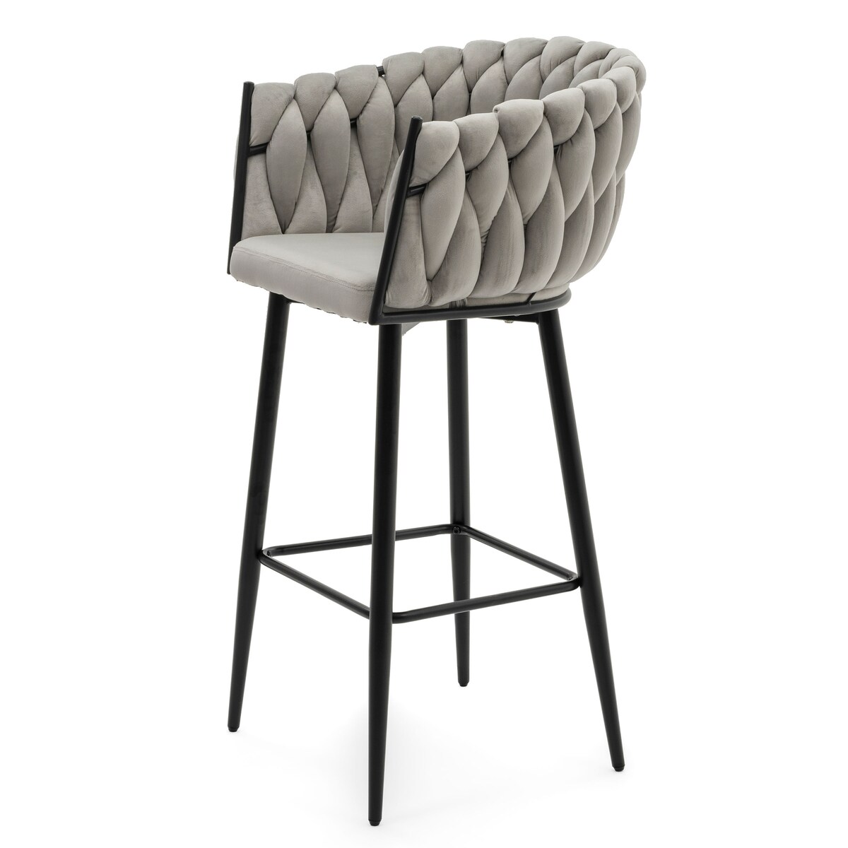 Hoker tapicerowany welurowy pleciony do salonu jadalni barowy glamour LATINA