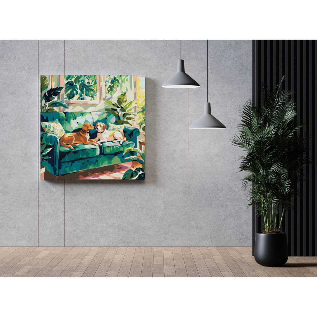 Malowanie po numerach, zestaw DIY – PIESKI 80x80 cm- Produkt PL