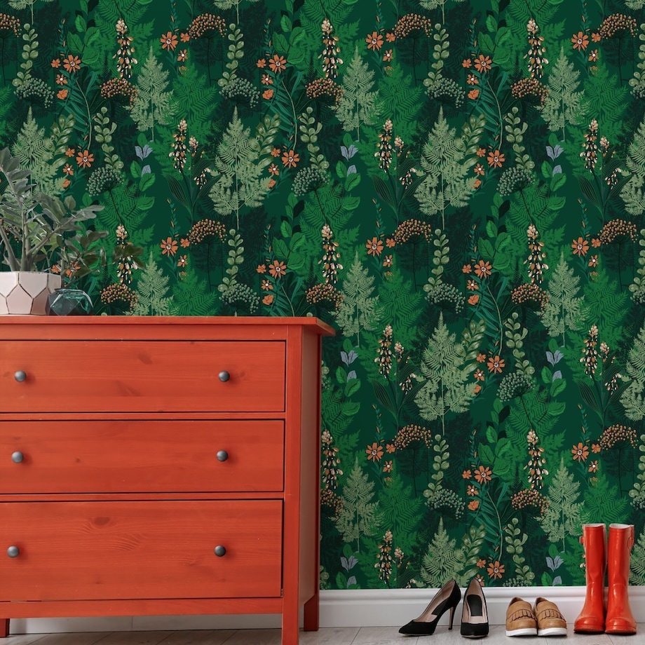 Tapeta KWIATY Paproć Liście Natura