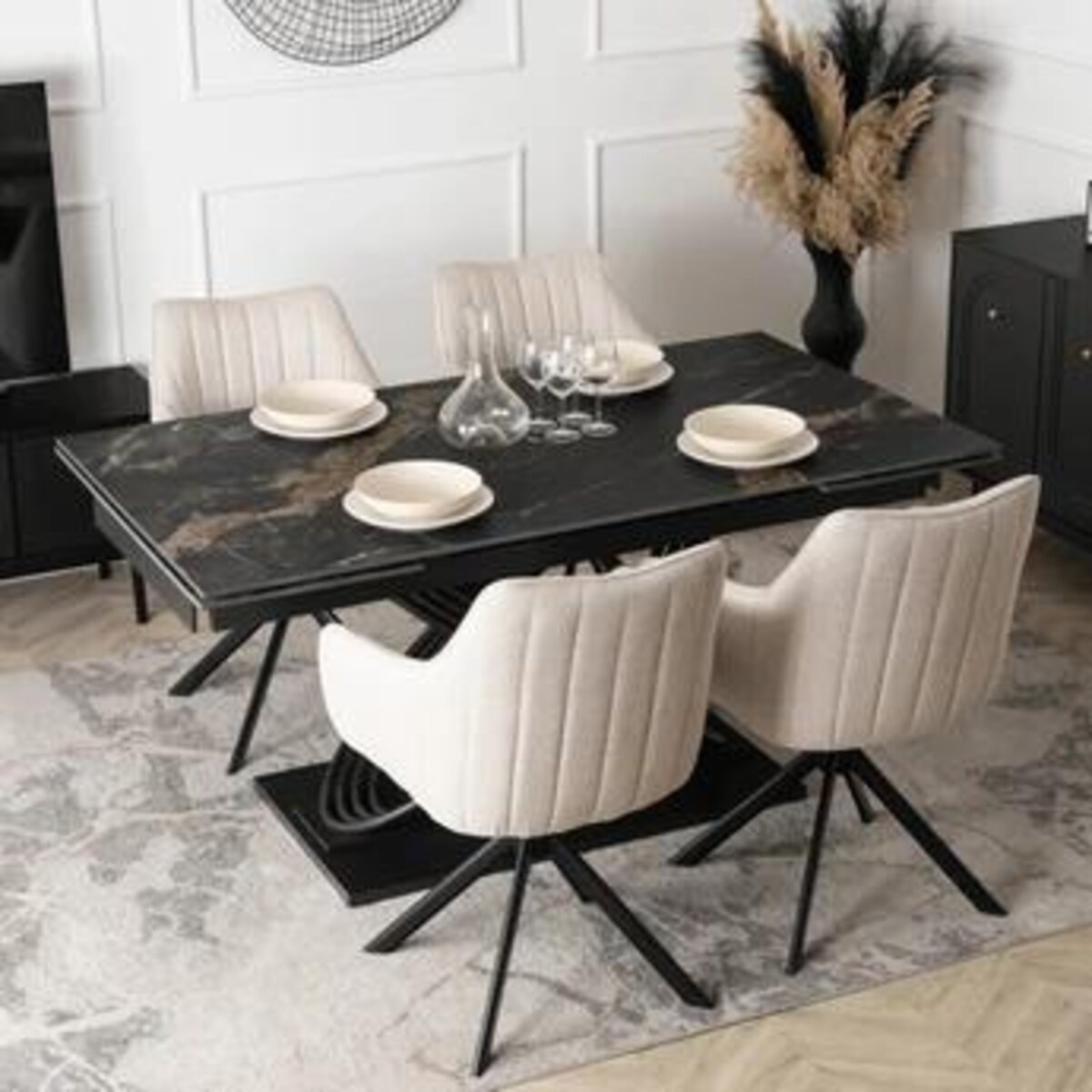 Stół ceramiczny rozkładany do jadalni czarny 160-240 cm IBIZA
