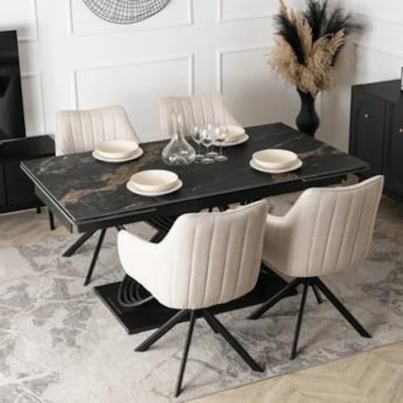 Stół ceramiczny rozkładany do jadalni czarny 160-240 cm IBIZA