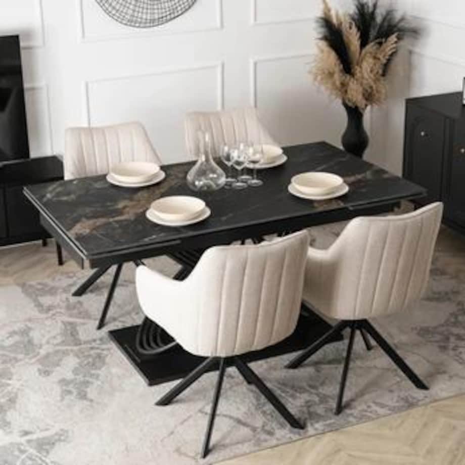 Stół ceramiczny rozkładany do jadalni czarny 160-240 cm IBIZA