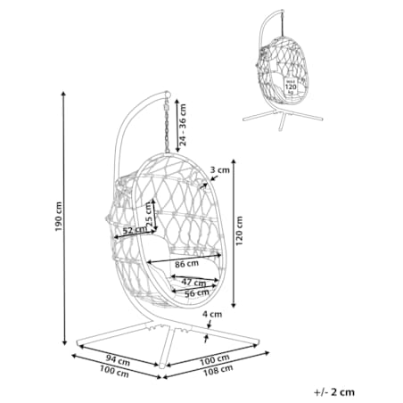 Fotel wiszący ze stojakiem beżowe ADRIA