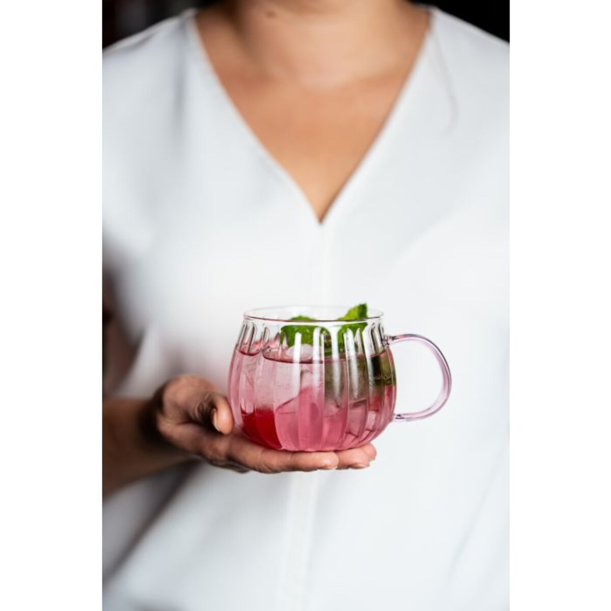 Komplet 2 szklanek z różowym uchem 350 ml Tulip 1210