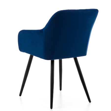 Krzesło tapicerowane TODI welur do salonu jadalni pikowane granatowe