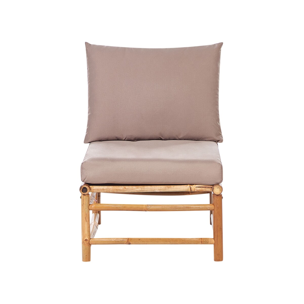 Narożnik ogrodowy ze stolikiem dla 5 osób CERRETO Lewostronny Drewno bambusowe Beżowoszary