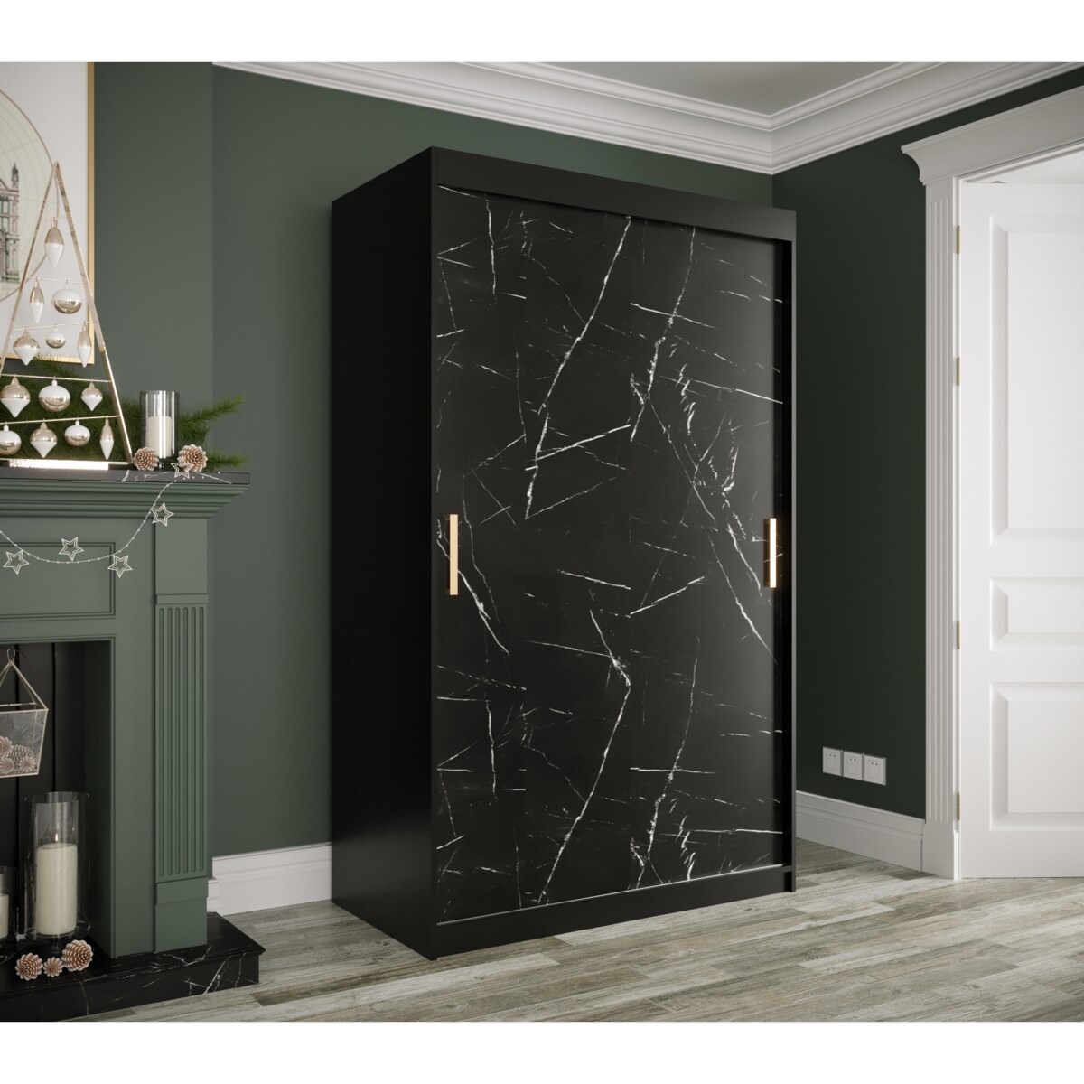 Szafa przesuwna Garderoba MARMUR T 120 gł. 62 czarny