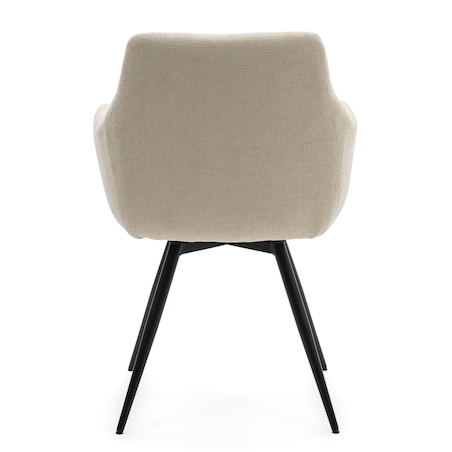 Krzesło tapicerowane obrotowe szenilowe do salonu LUGANO kremowe