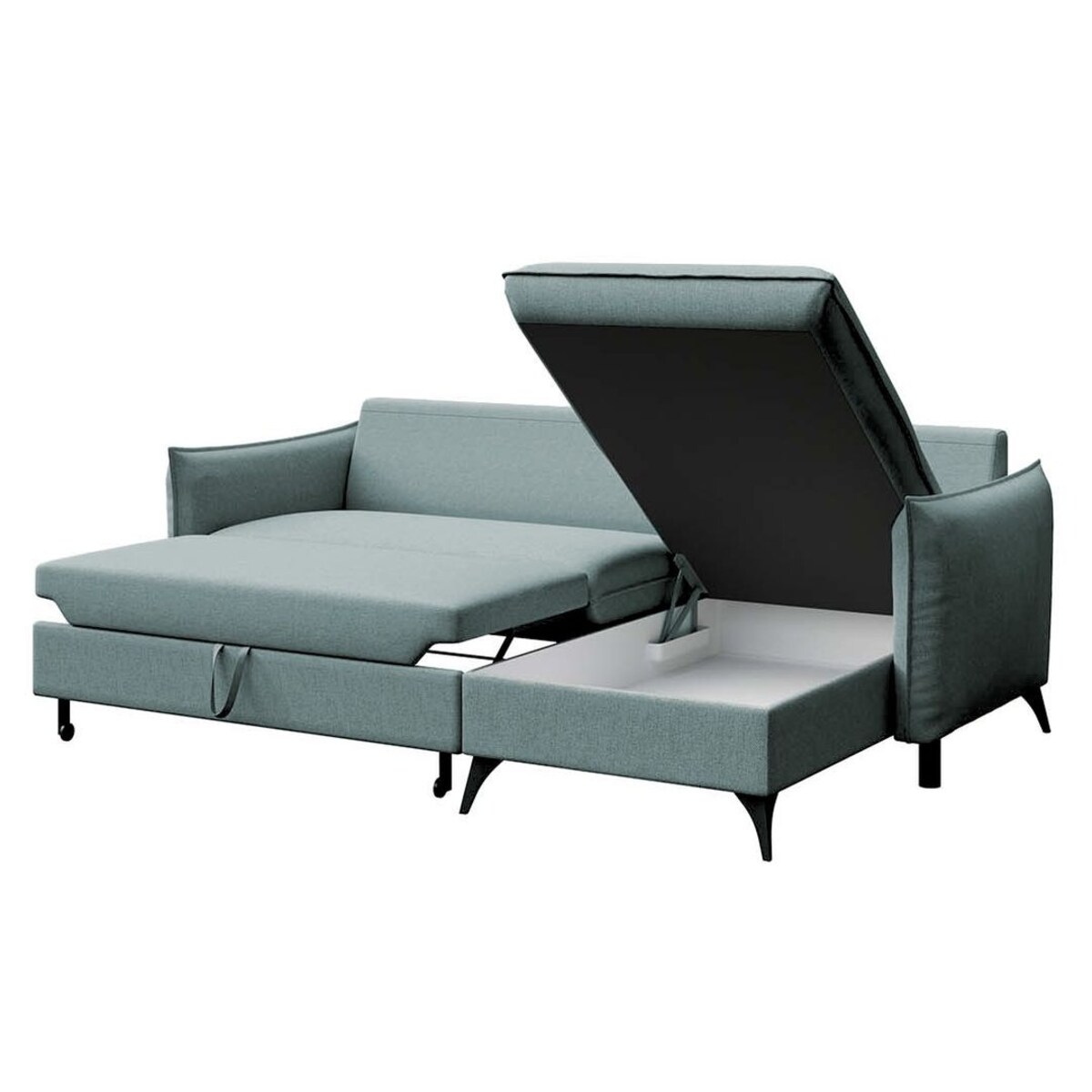 Brim Sofa narożna prawa z funkcją spania i pojemnikiem prawa jasnoniebieska