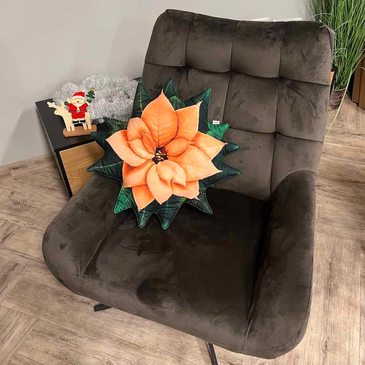 Poduszka duża Gwiazda Betlejemska herbaciana Poinsencja