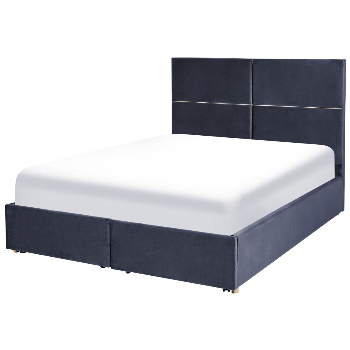 Łóżko welurowe z pojemnikiem 140 x 200 cm czarne VERNOYES