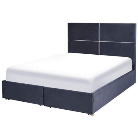 Łóżko welurowe z pojemnikiem 140 x 200 cm czarne VERNOYES