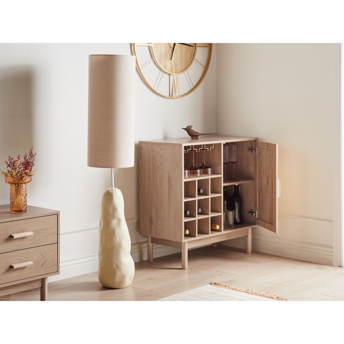 Szafka z półką na wino COSTELLO Jasnobrązowy