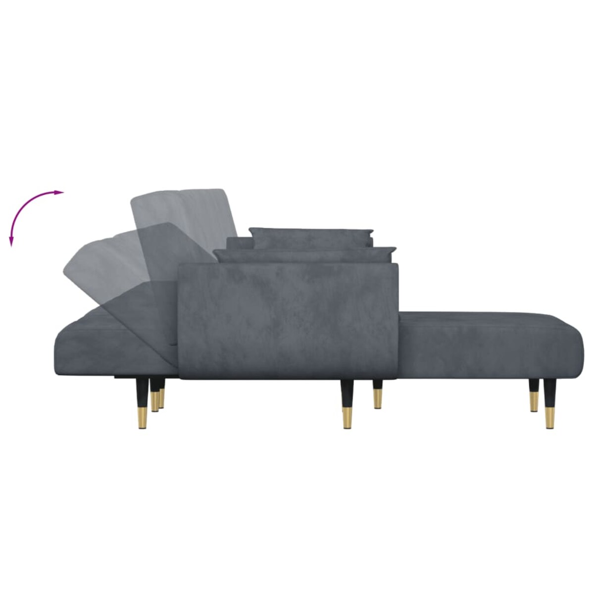 vidaXL Sofa rozkładana L, ciemnoszara, 275x140x70 cm, aksamit
