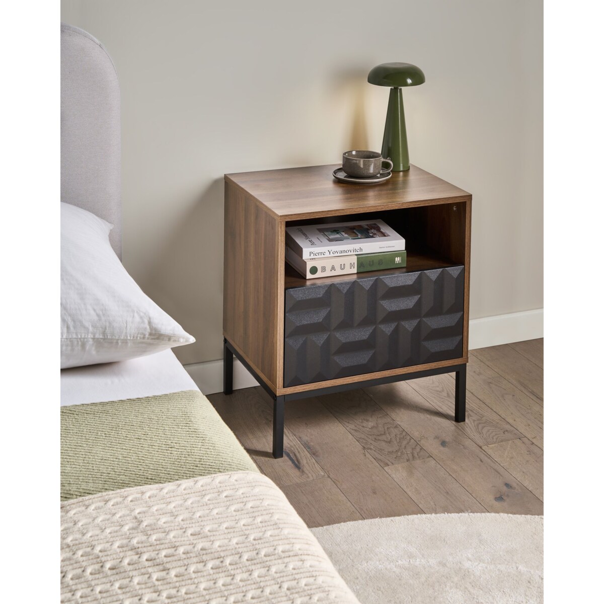 Szafka nocna 1 szuflada CARAQUET Ciemnobrązowy