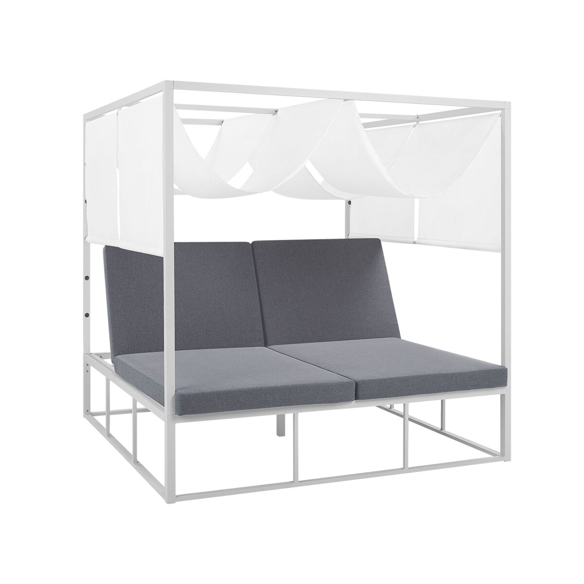 Łóżko ogrodowe z baldachimem biało-szare PALLANZA