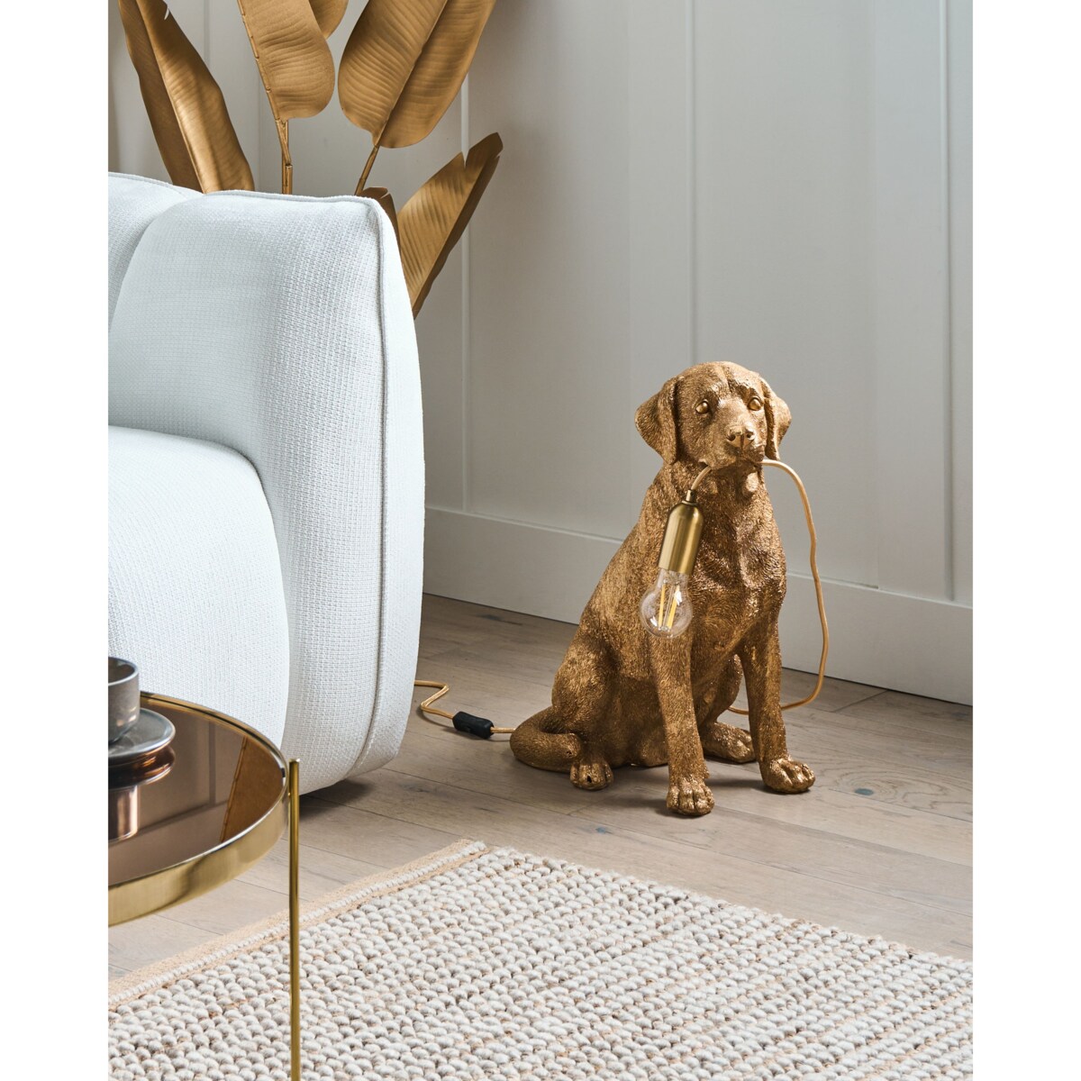 Lampa stołowa Pies MARLEY Złoty