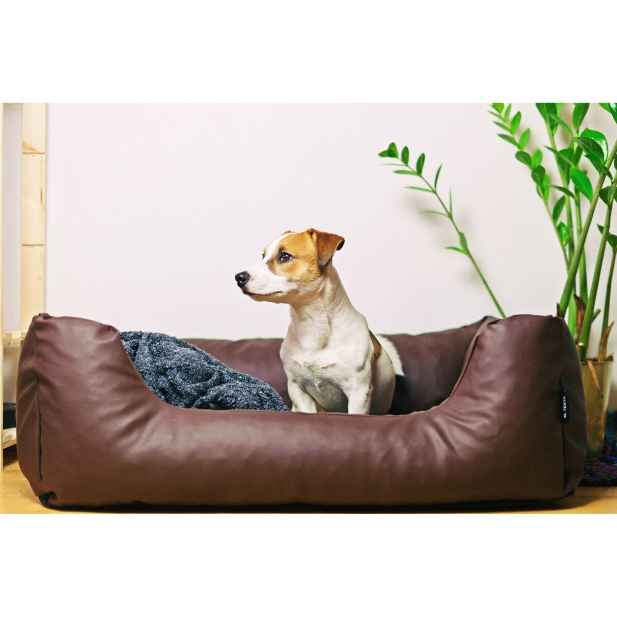 Legowisko dla psa z ekoskóry MARIO, 120x90 cm, Brąz