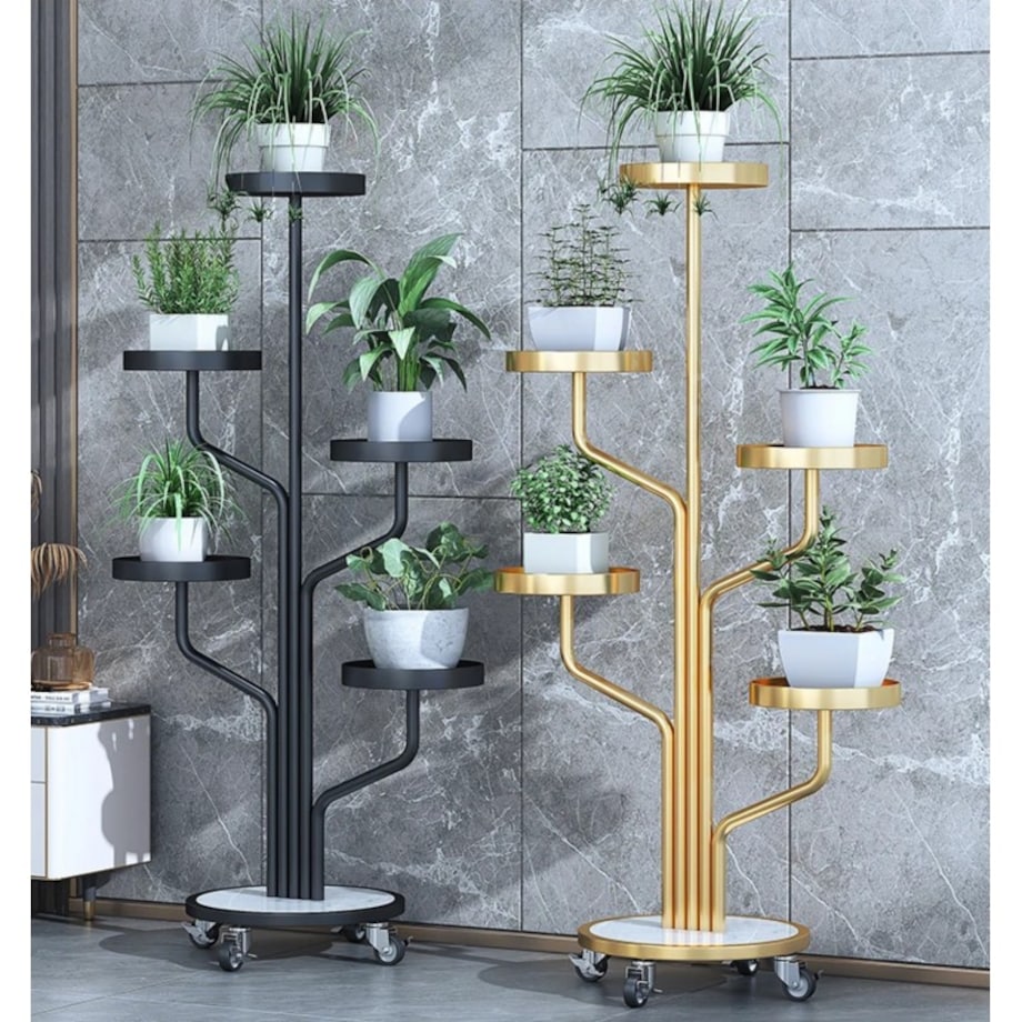 Kwietnik, regał, stojak na kwiaty metalowy okrągły na kółkach 130х40cm SZ38CZ