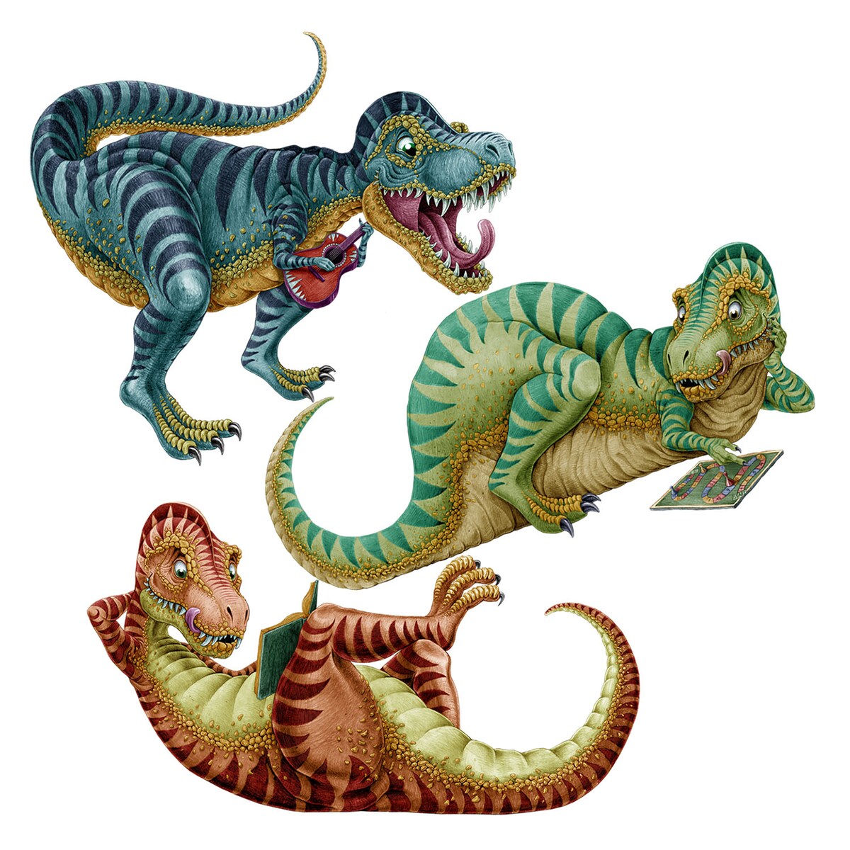 Zestaw naklejek na ścianę, Kolorowe dinozaury, 100cm