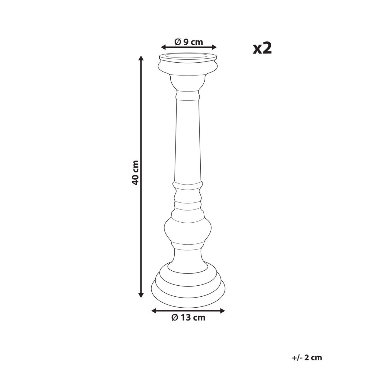 Zestaw dwóch świeczników szklanych 40 cm złoty IMARTI