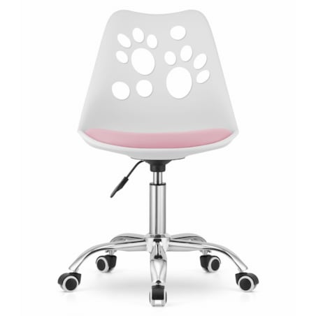 Krzesło Do Jadalni Kuchni Salonu Obrotowe Print - Biało-Różowe