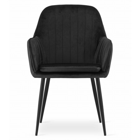 Krzesło Do Jadalni Kuchni Salonu Lugo - Aksamit Czarny / Nogi Czarne