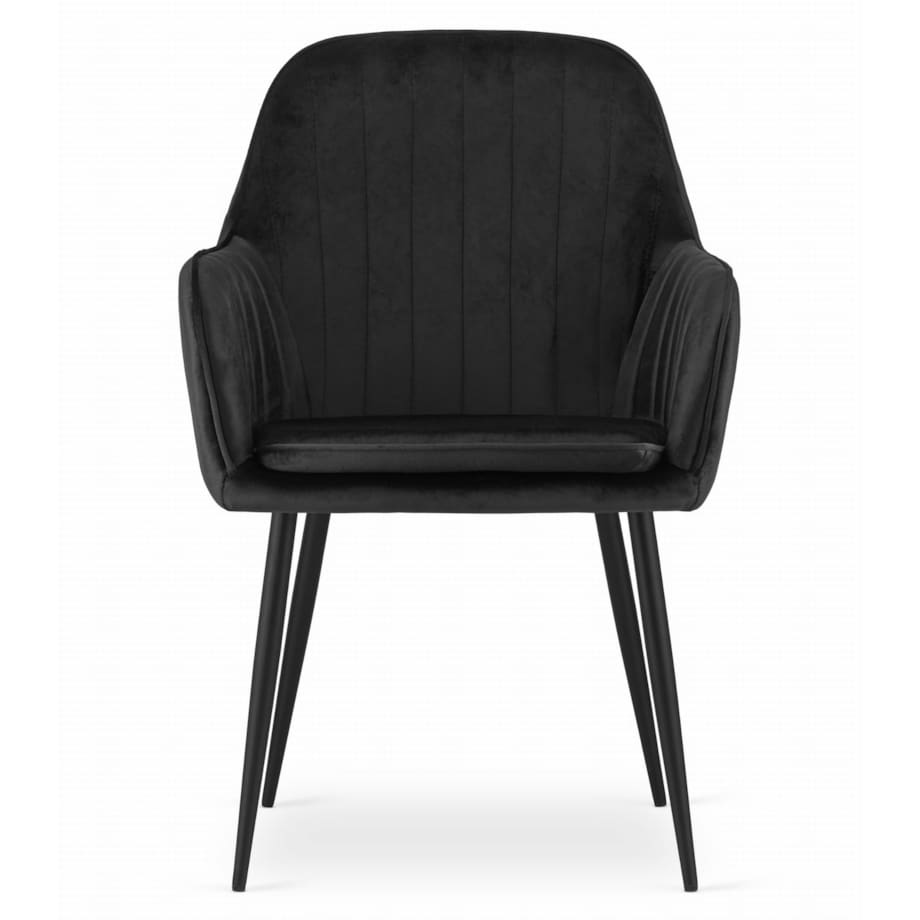 Krzesło Do Jadalni Kuchni Salonu Lugo - Aksamit Czarny / Nogi Czarne
