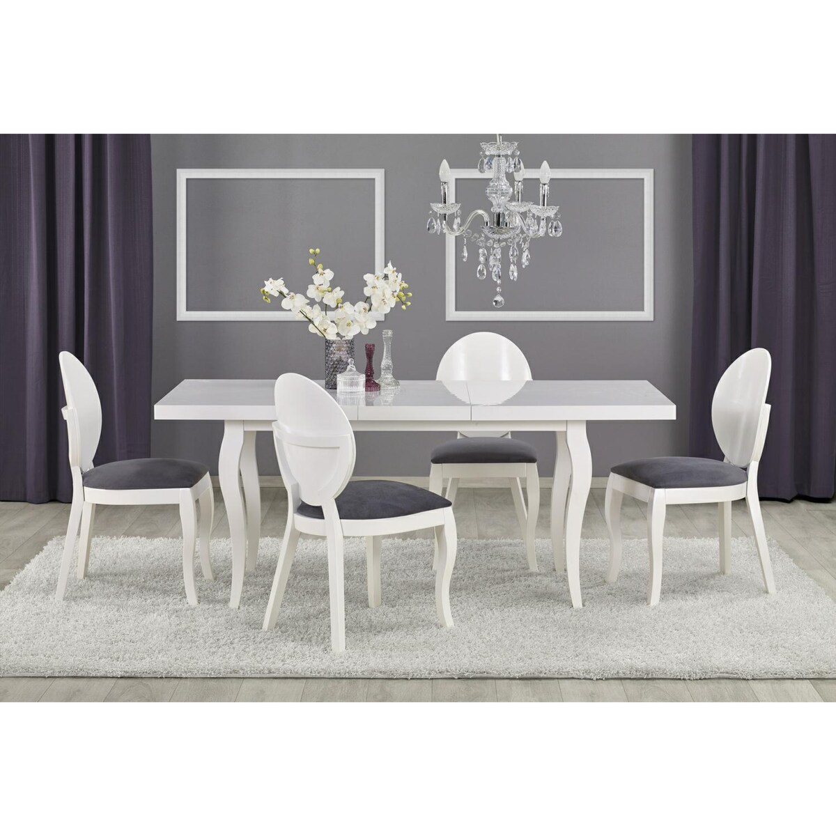 STÓŁ ROZKŁADANY 160-240 cm biały BUKOWE NOGI obrzeza ABS