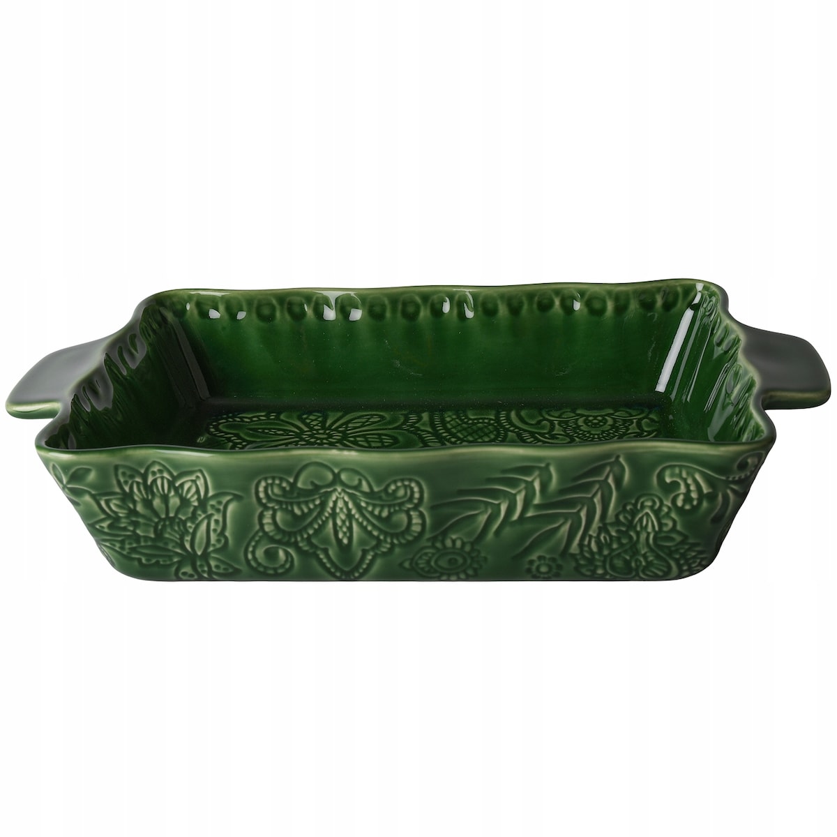 NACZYNIE ŻAROODPORNE CERAMICZNE DUŻE 34cm DO PIEKARNIKA PROSTOKĄTNE ZIELONE