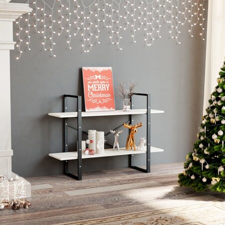 vidaXL Regał na książki, 2 półki, biały, 100x30x70 cm, drewno sosnowe