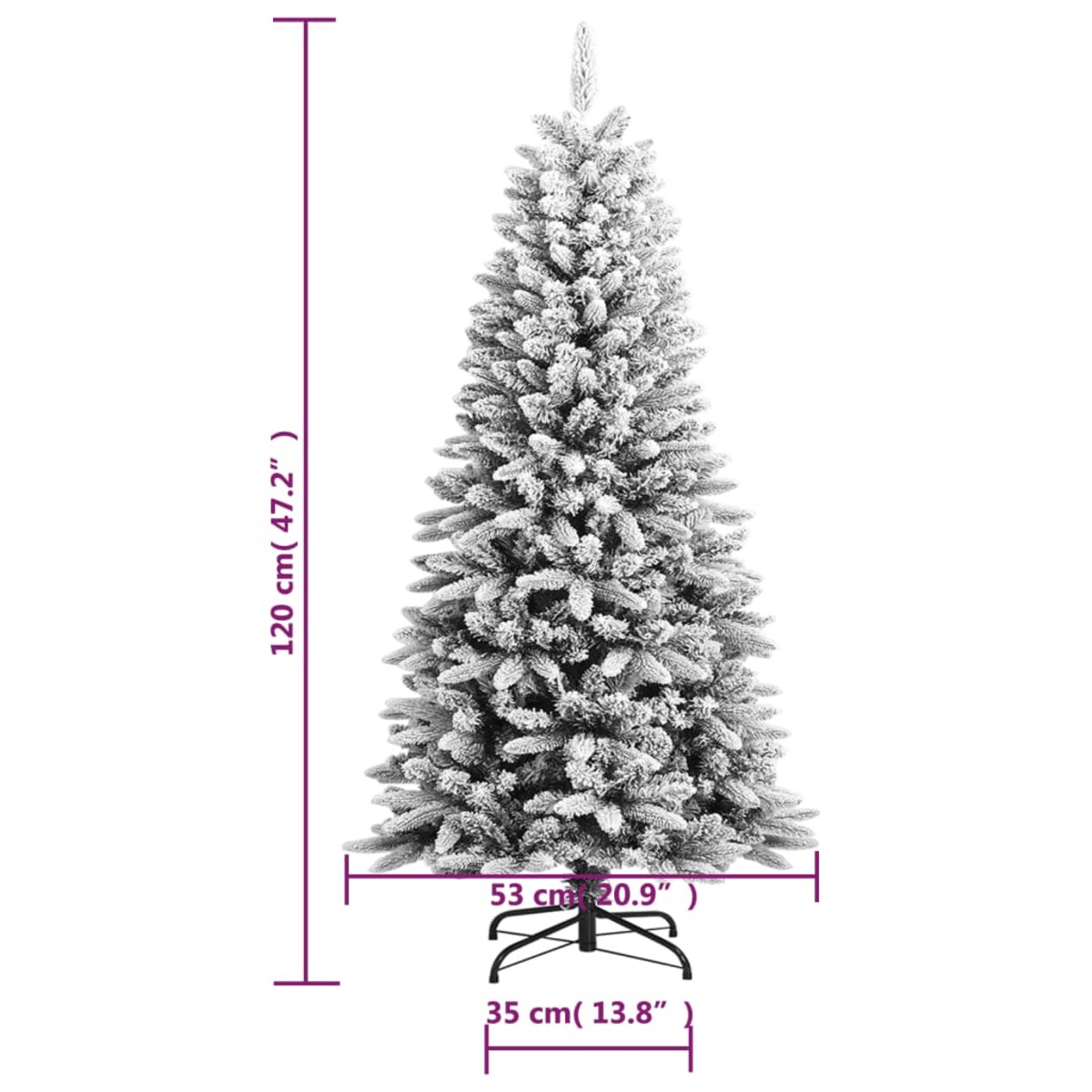 vidaXL Sztuczna choinka pokryta śniegiem, 120 cm, PVC i PE
