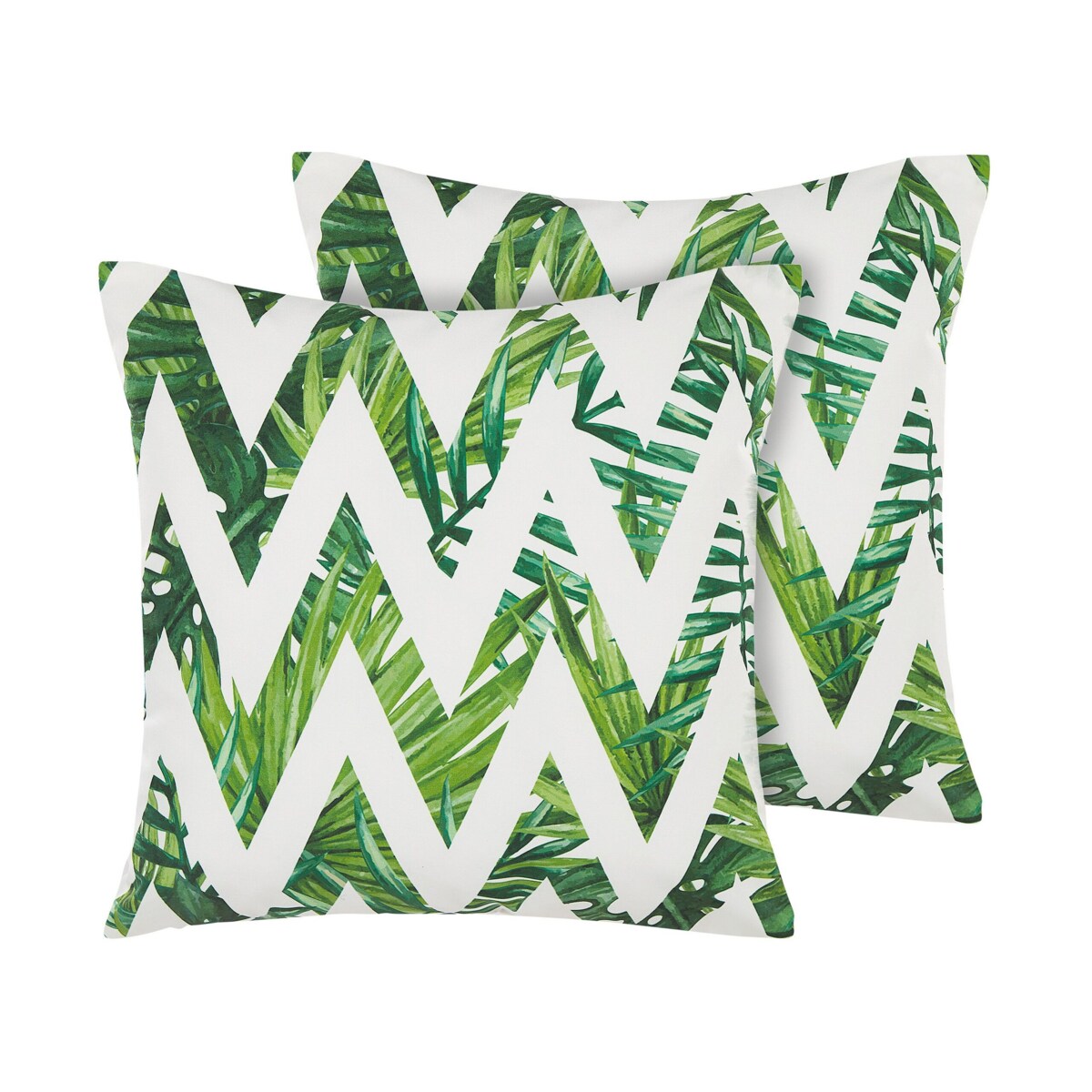 2 poduszki ogrodowe w zygzaki 45 x 45 cm białe z zielonym BRENTO