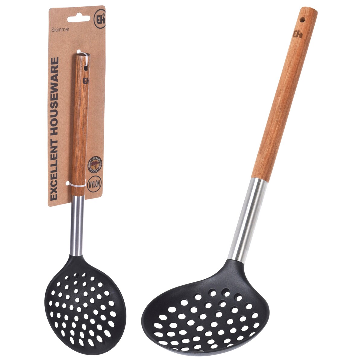 Łyżka Cedzakowa Szumówka Kuchenna Drewno Akacjowe 35 Cm