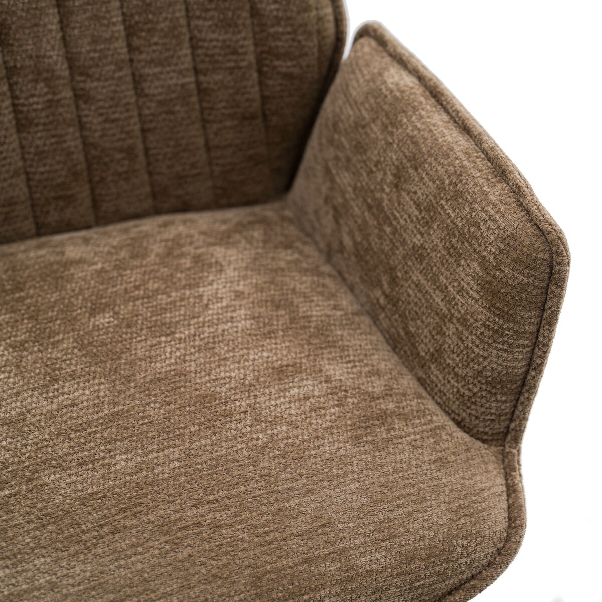 Krzesło tapicerowane obrotowe szenilowe do salonu MERANO brązowe