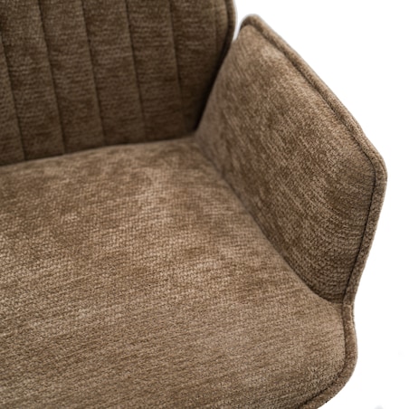 Krzesło tapicerowane obrotowe szenilowe do salonu MERANO brązowe